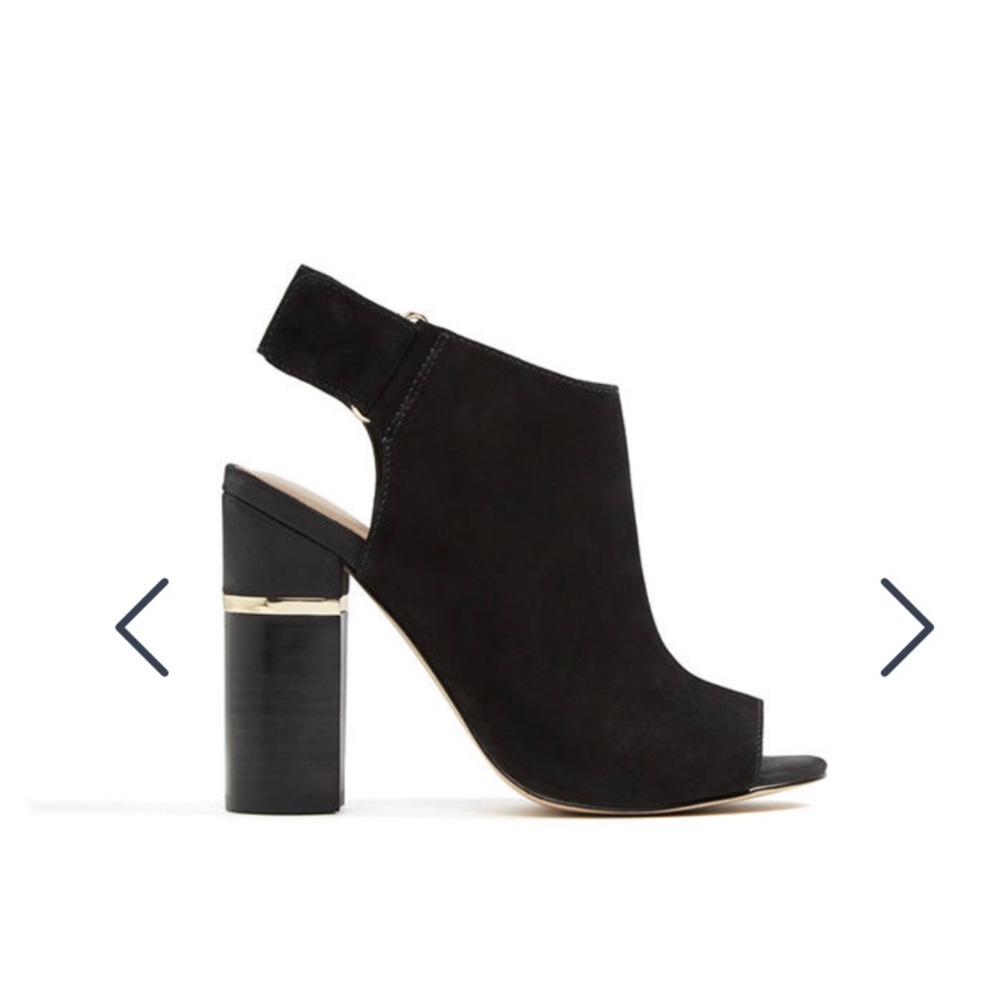 Aldo Aressa Black Suede Open Toe Bootie Sandal Size 8.5